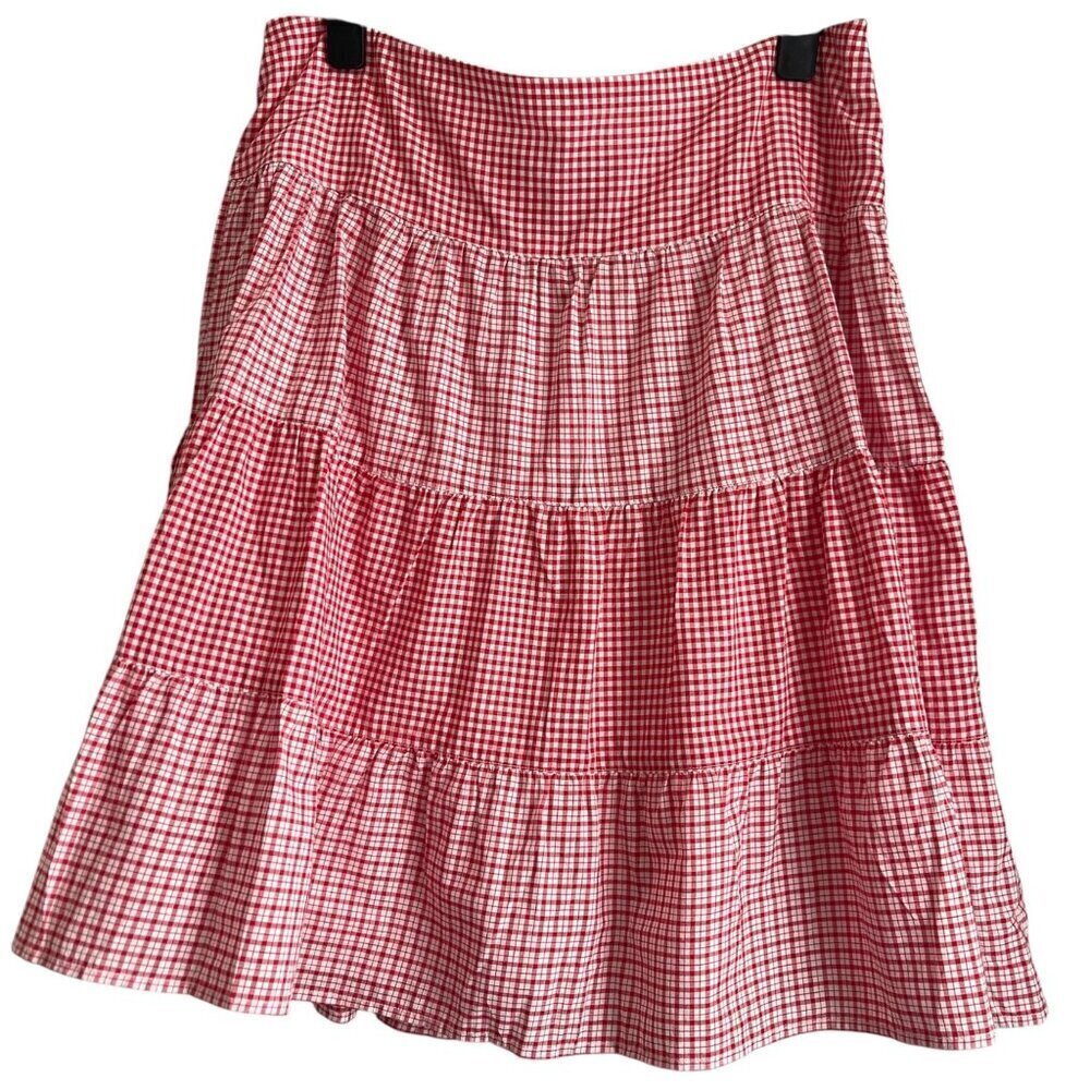 Ralph Lauren Womens Skirt Size 10 Tiered Gingham Cottagecore Western Farmhouse